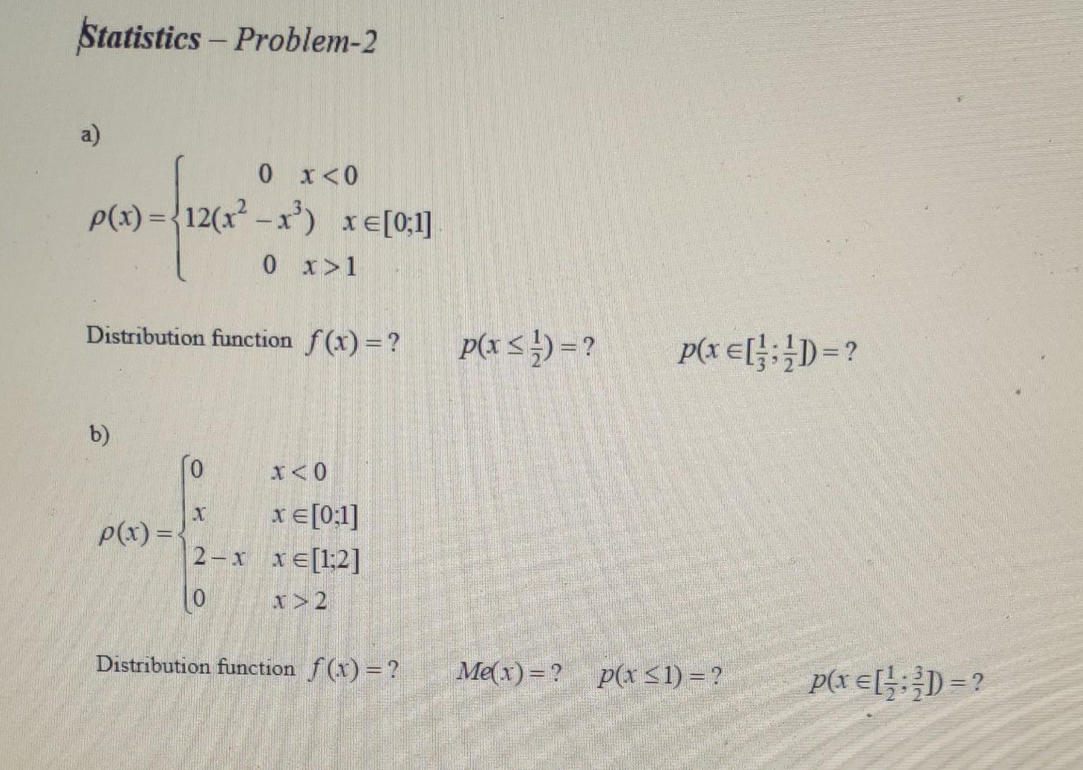 Solved Statistics-Problem-2 a) | Chegg.com