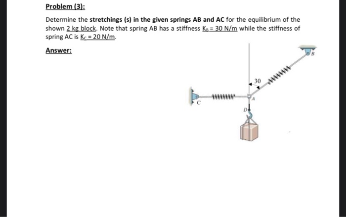 Spring And Cable Problems Solved Problem (1): Determine the tension in cables AB and | Chegg.com