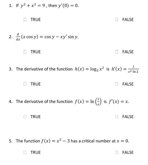 1 If Y2 X2 9 Then Y 0 0 True False 2 Ap Chegg Com