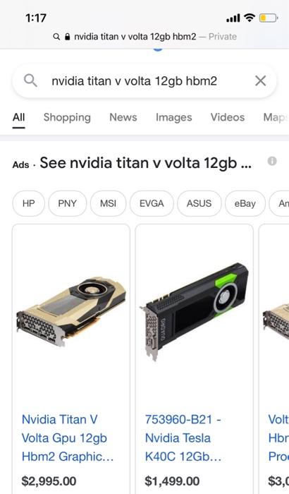 Solved 1 17 9 nvidia titan v volta 12gb hbm2 Private a Chegg