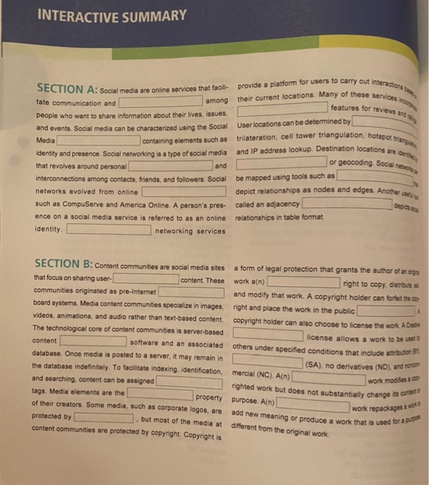 Solved INTERACTIVE SUMMARY features for reviews CSCG và | Chegg.com