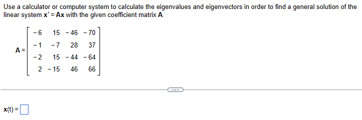 Solved Use a calculator or computer system to calculate the | Chegg.com