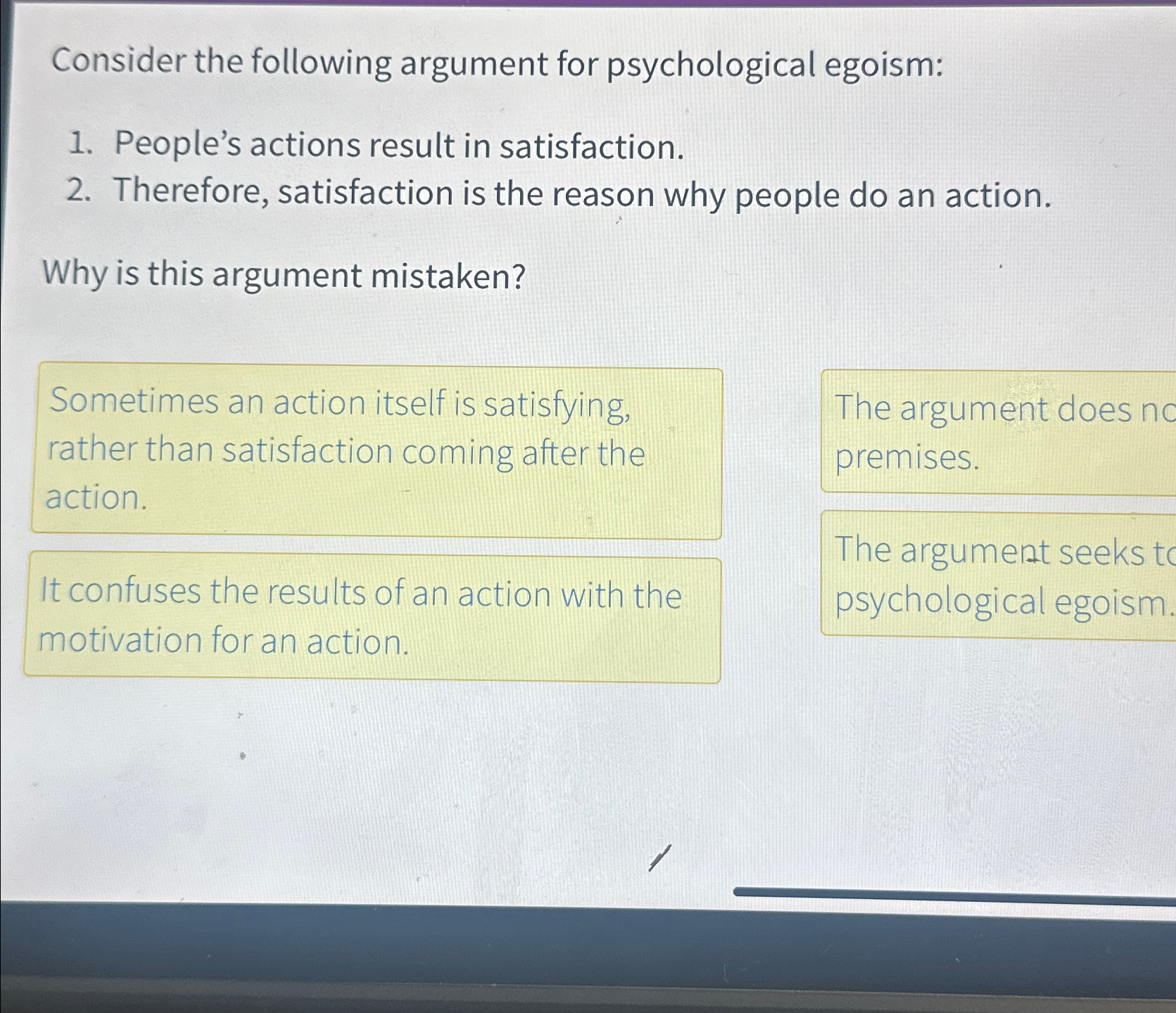 Solved Consider the following argument for psychological | Chegg.com