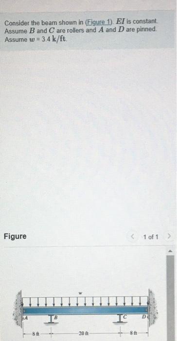 Solved Consider the beam shown in (Figure 1). El is | Chegg.com