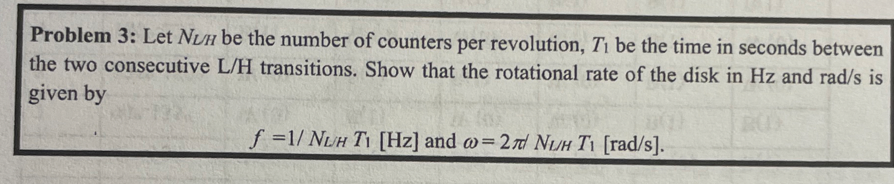 Solved Problem 3: Let NLH ﻿be the number of counters per | Chegg.com