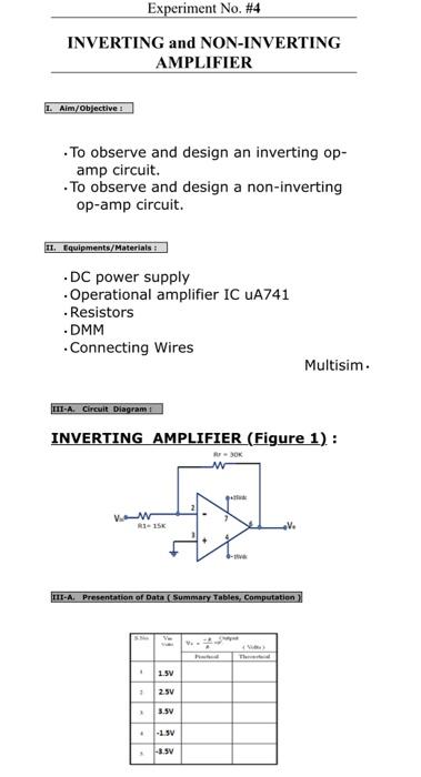 Experiment No 4 Inverting And Non Inverting Chegg 