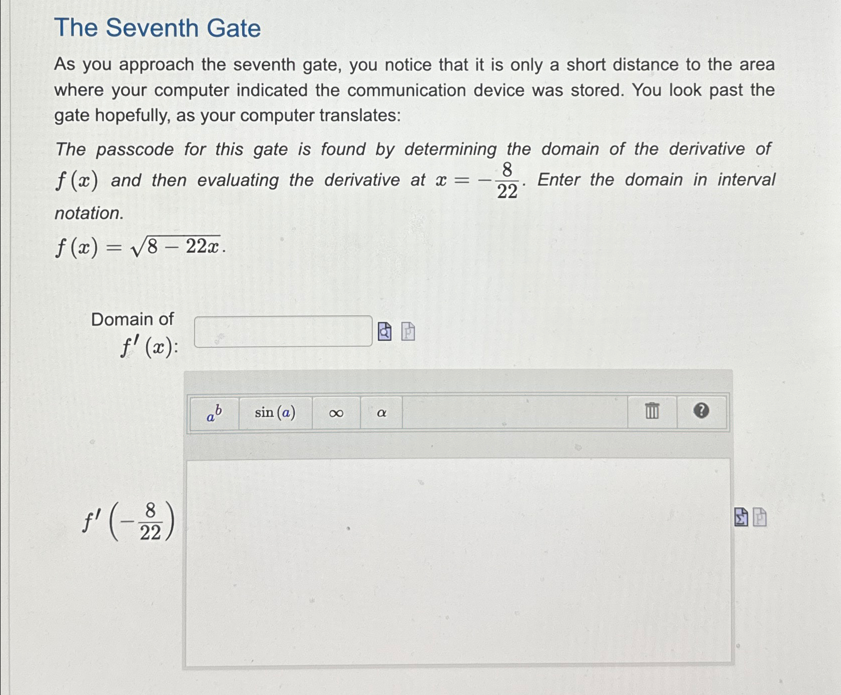 Solved The Seventh GateAs you approach the seventh gate, you | Chegg.com