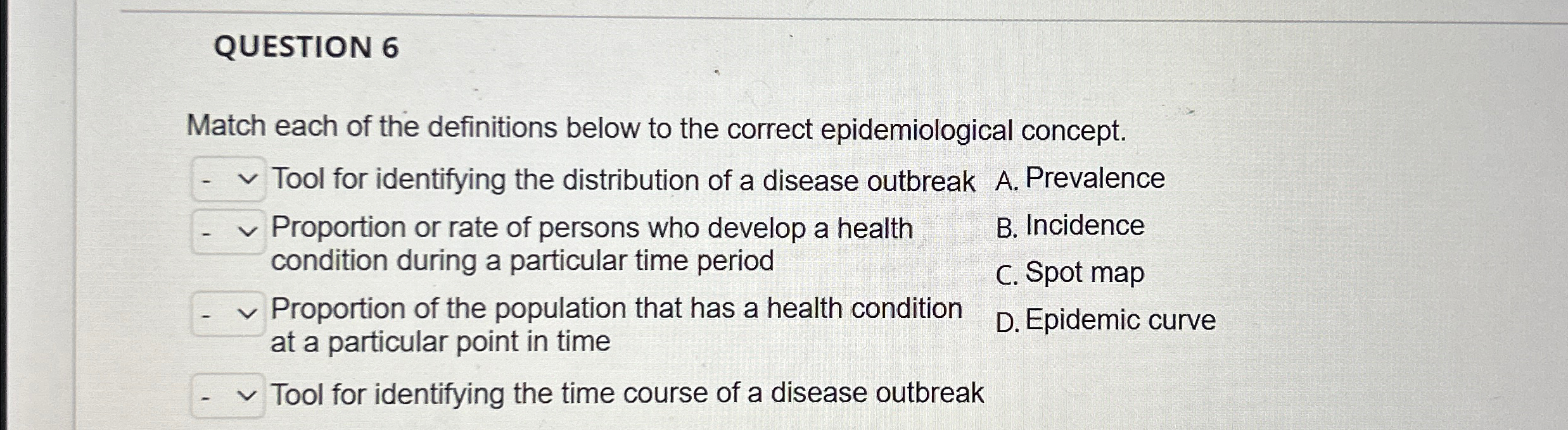 Solved QUESTION 6Match each of the definitions below to the | Chegg.com