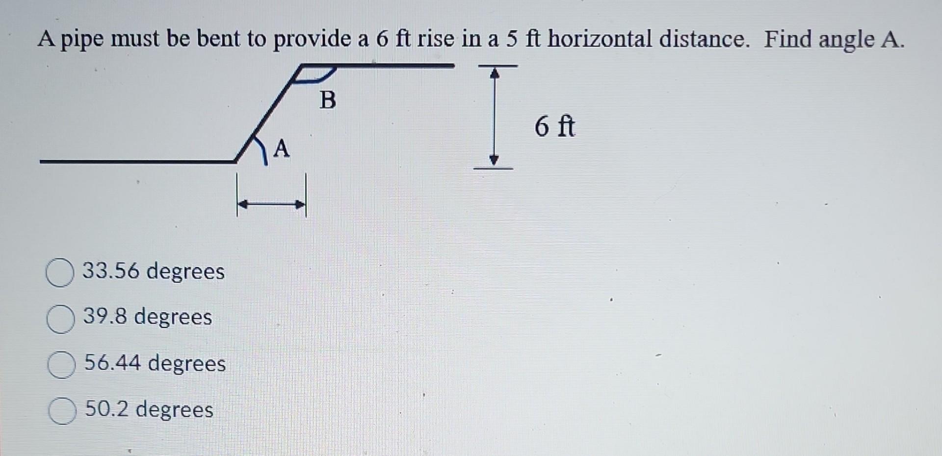 5ft Distance Example Solved A pipe must be bent to provide a 6ft rise in a 5ft | Chegg.com