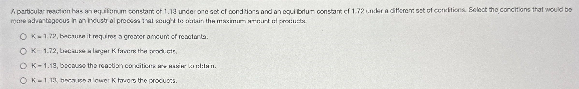 Solved A particular reaction has an equilibrium constant of | Chegg.com