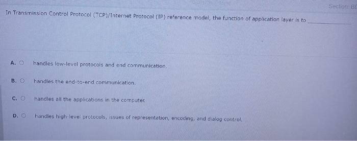 Solved Section Be In Transmission Control Protocol 