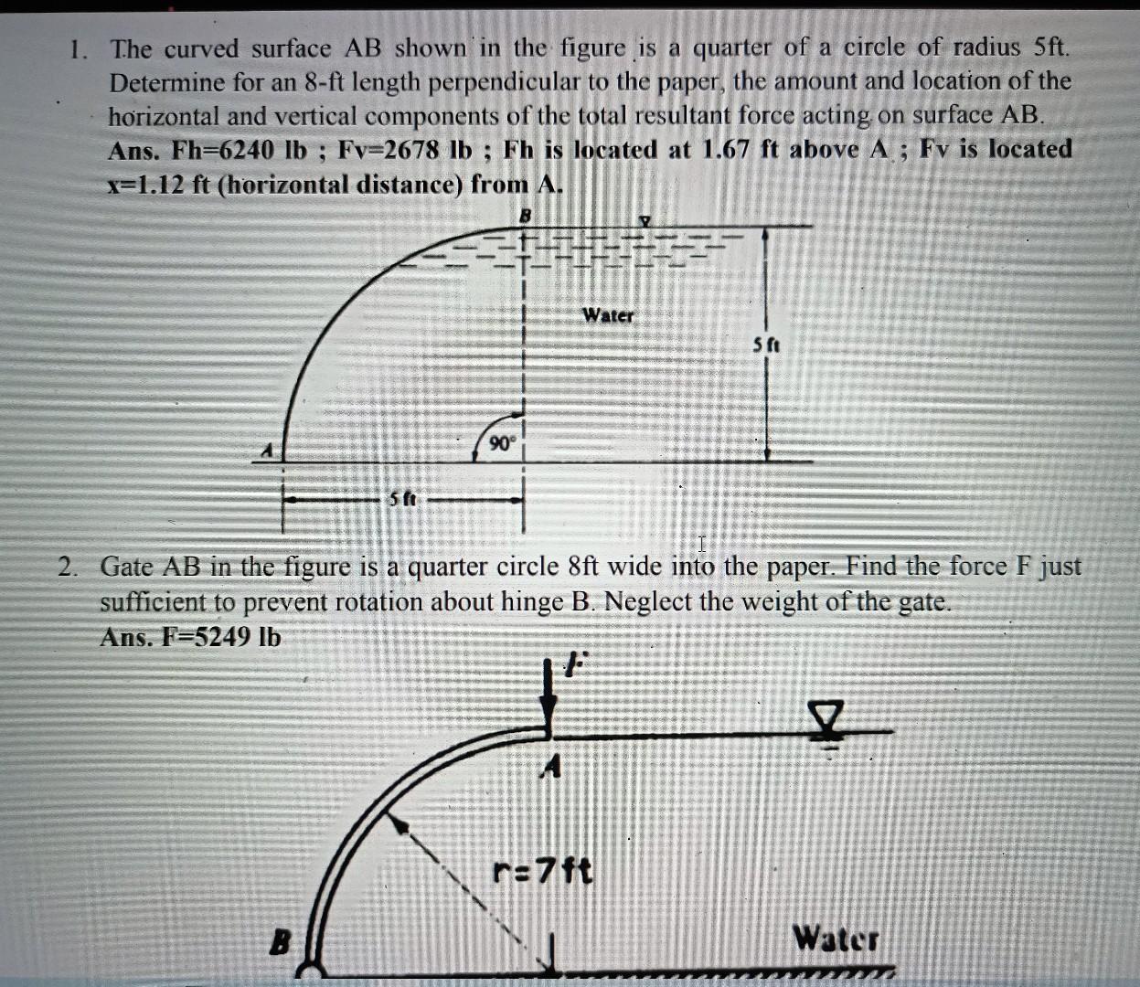 Solved 1. The Curved Surface AB Shown In The Figure Is A | Chegg.com