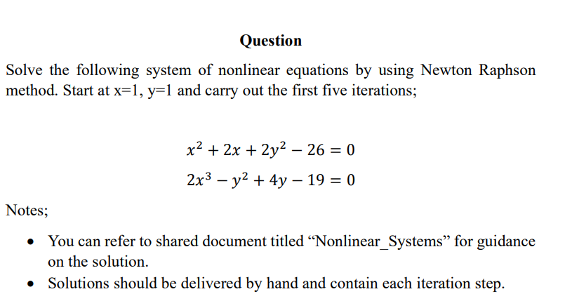 Solved QuestionSolve the following system of ﻿nonlinear | Chegg.com
