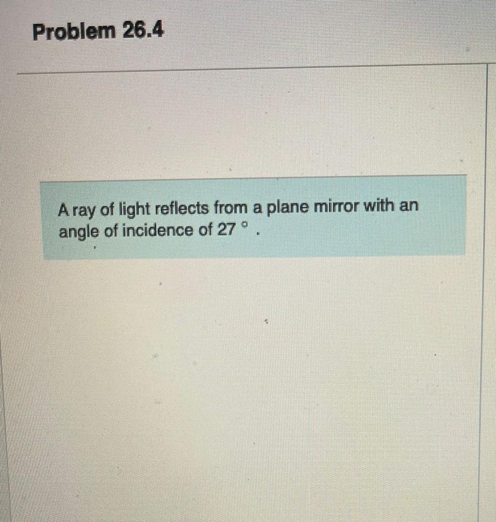 Solved Problem 26.4 A ray of light reflects from a plane | Chegg.com