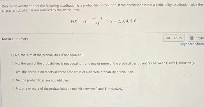 Solved Determine Whether Or Not The Following Distribution | Chegg.com