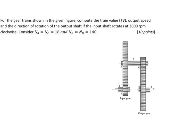 Solved For The Gear Trains Shown In The Given Figure, | Chegg.com