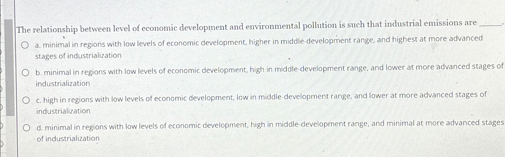 Solved The relationship between level of economic | Chegg.com