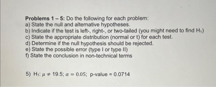 Solved Problems 1-5: Do the following for each problem: a) | Chegg.com