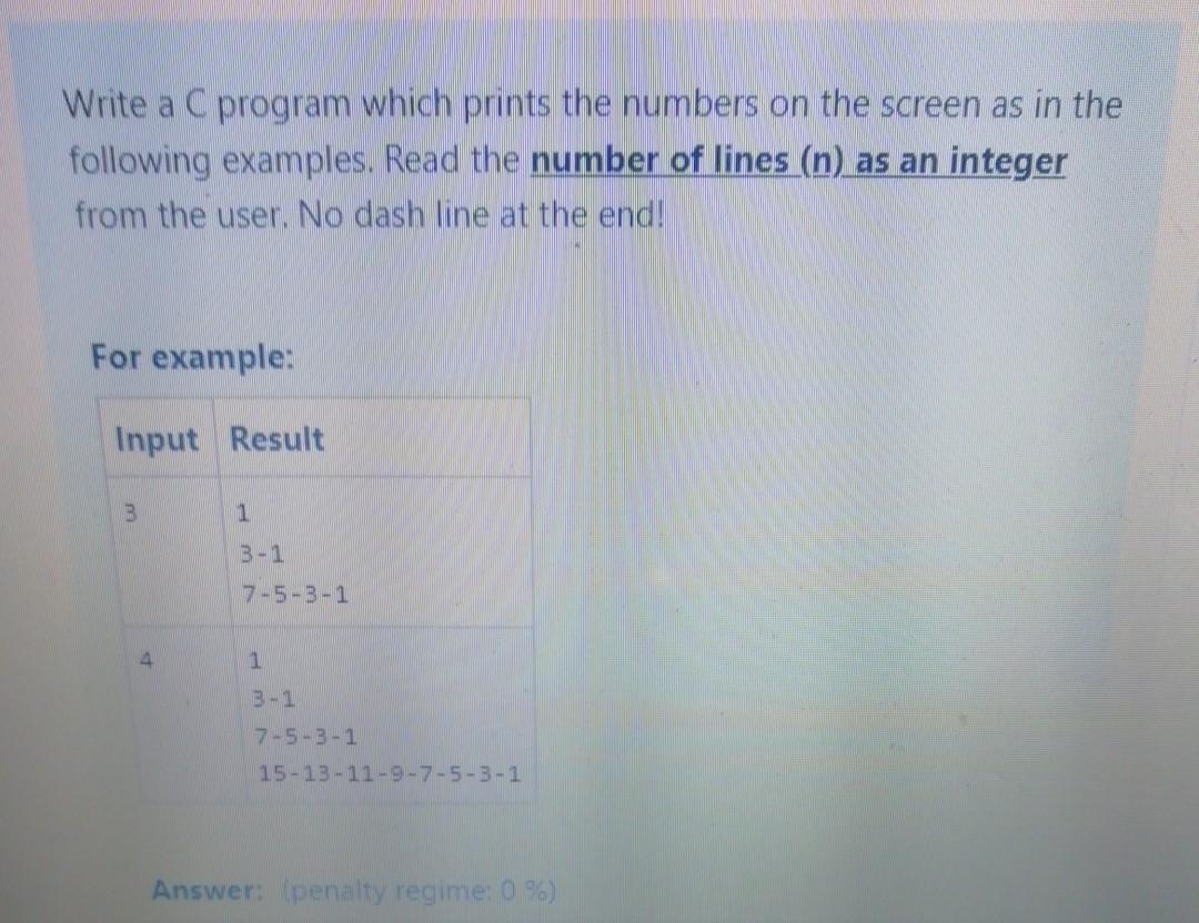 Solved Write a C program which prints the numbers on the | Chegg.com