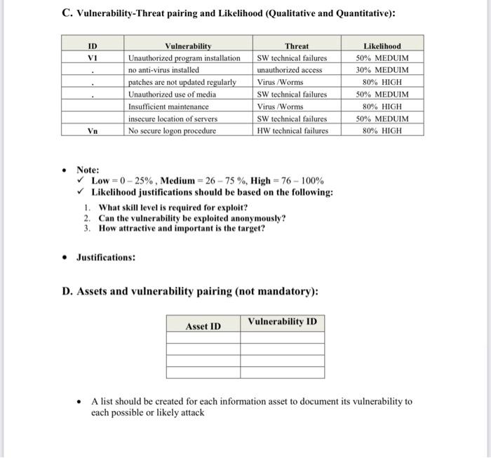 Solved 2- Second Task - Project: Risk Identification and | Chegg.com