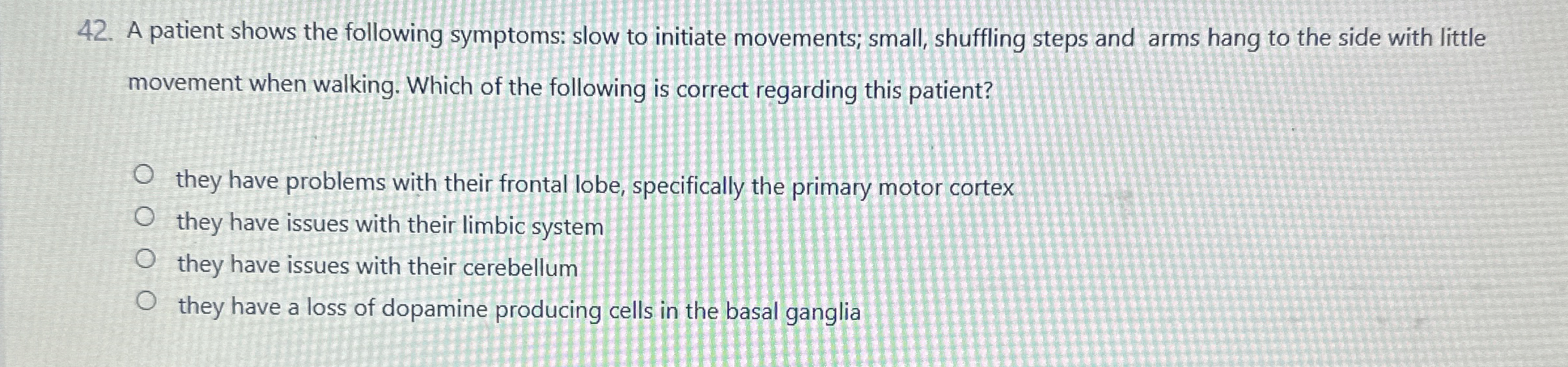 Solved A patient shows the following symptoms: slow to | Chegg.com