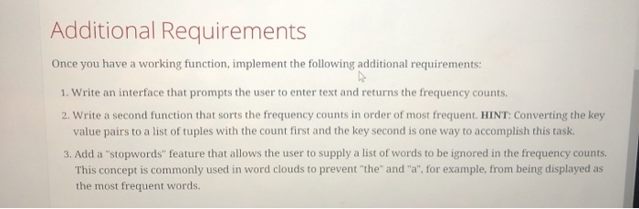 Solved Instructions Create a function that takes a string as | Chegg.com
