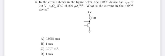 Solved 3. In the circuit shown in the figure below, the nMOS | Chegg.com