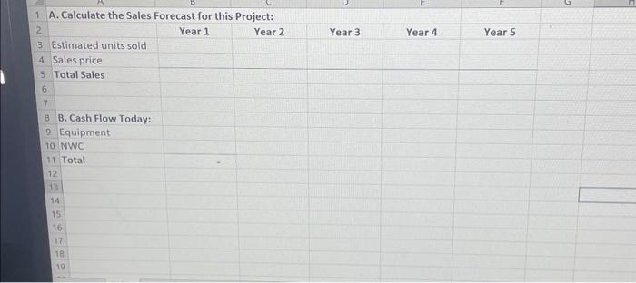 1 A. Calculate the Sales Forecast for this Project: | Chegg.com