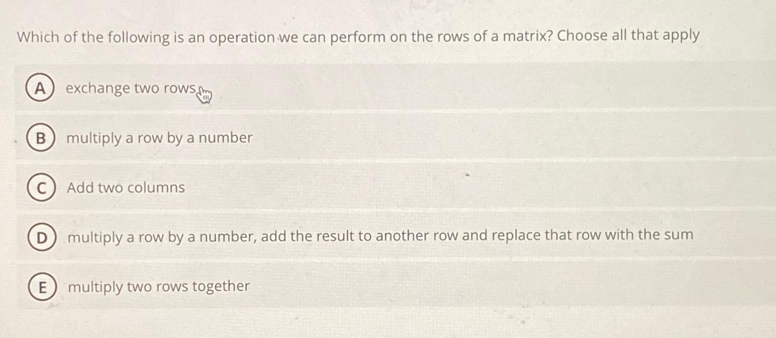 Solved Which of the following is an operation we can perform | Chegg.com