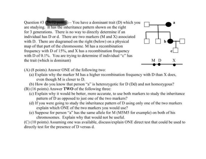Solved Question \#3 (34n8-points) - You have a dominant | Chegg.com