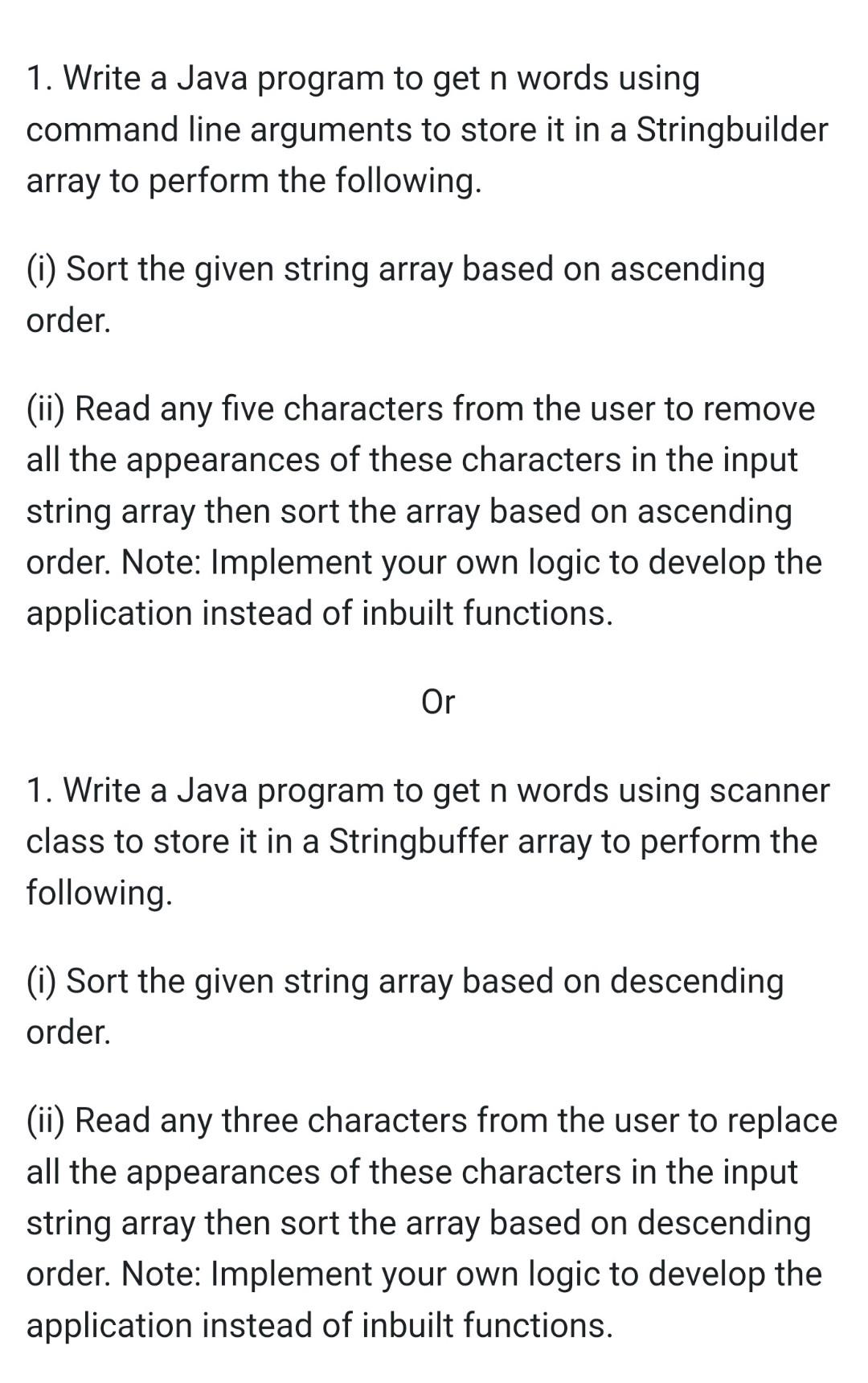 Solved 1. Write a Java program to get n words using command | Chegg.com