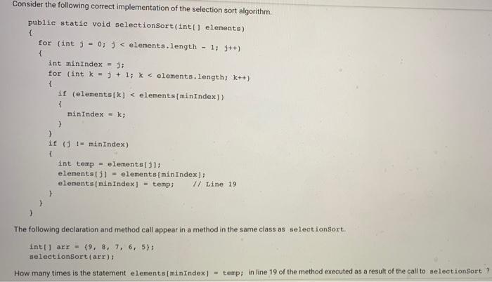 Solved Consider The Following Correct Implementation Of The | Chegg.com