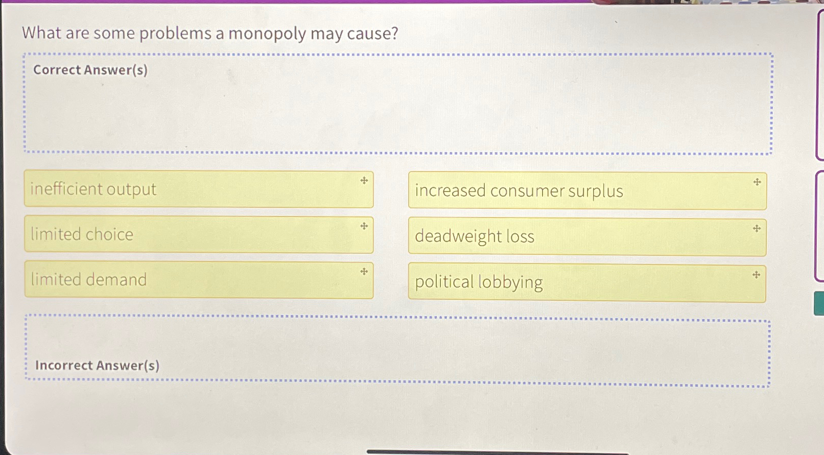 Solved What are some problems a monopoly may cause?Correct | Chegg.com
