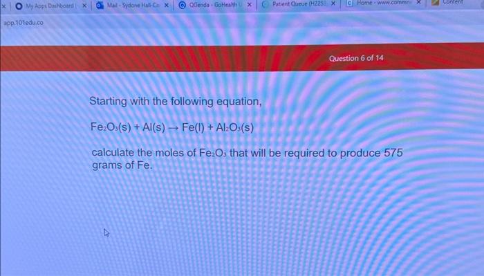 Solved Starting With The Following Equation, Fe2O3( | Chegg.com