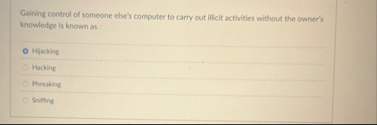 Solved Gaining control of someone else's computer to carry | Chegg.com