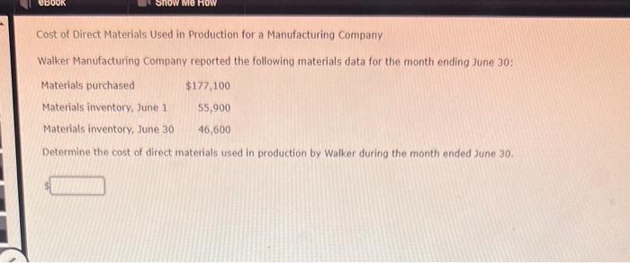 Solved Cost Of Direct Materials Used In Production For A | Chegg.com