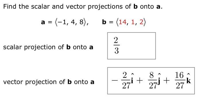 Solved Find the scalar and vector projections of b onto a. | Chegg.com