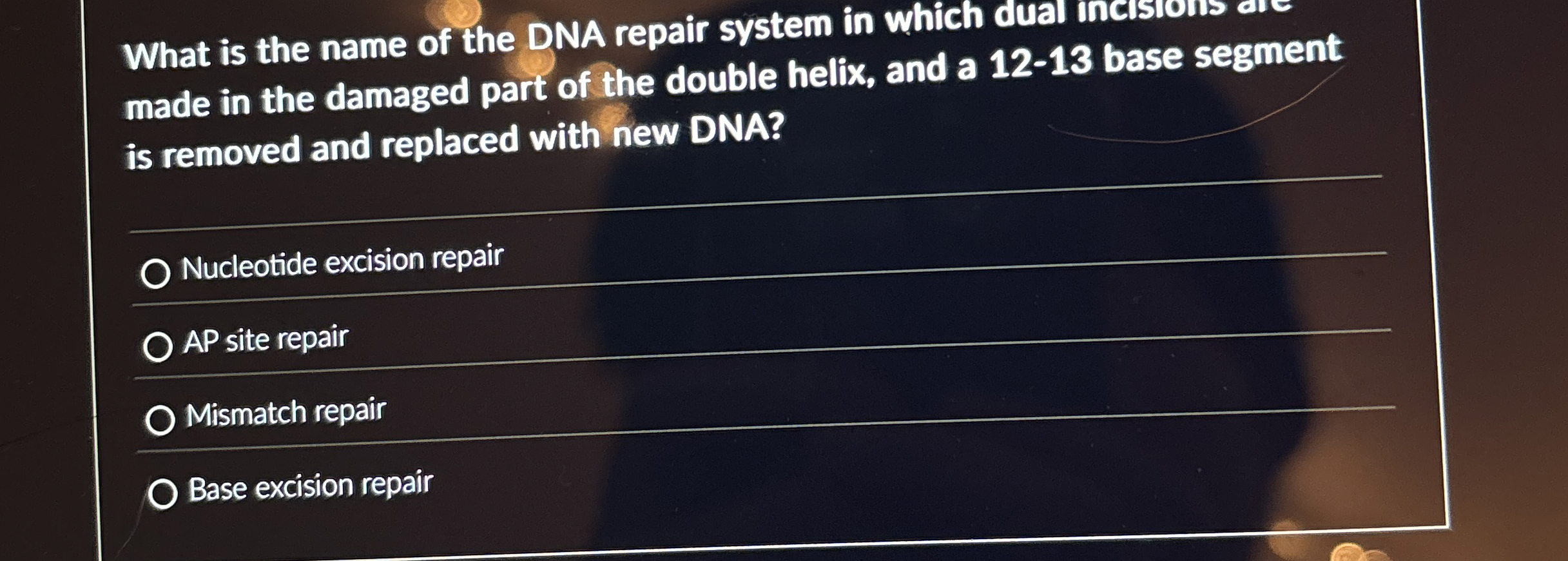 Solved What is the name of the DNA repair system in which | Chegg.com