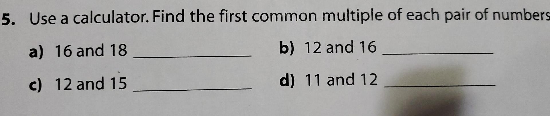 first common multiple of 16 and 12