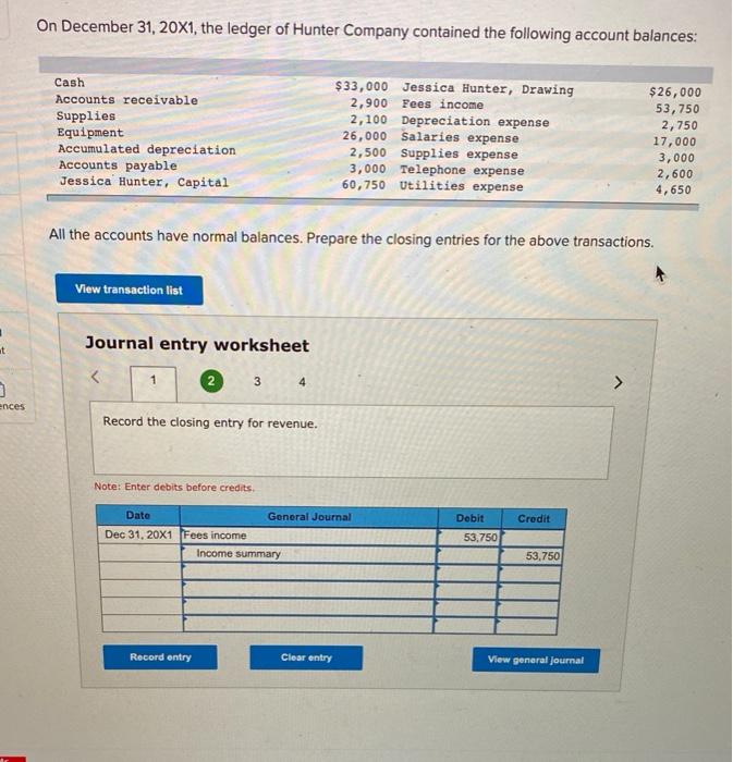 Solved On December 31 20X1 The Ledger Of Hunter Company Chegg