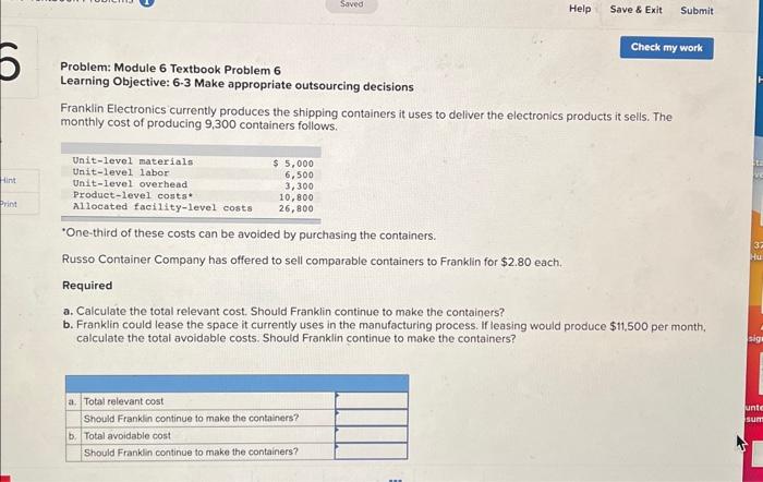 Solved Problem: Module 6 Textbook Problem 6 Learning | Chegg.com