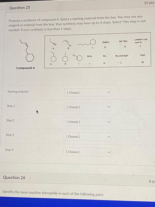 Solved Propose a synthesis of compound A. Select a starting | Chegg.com