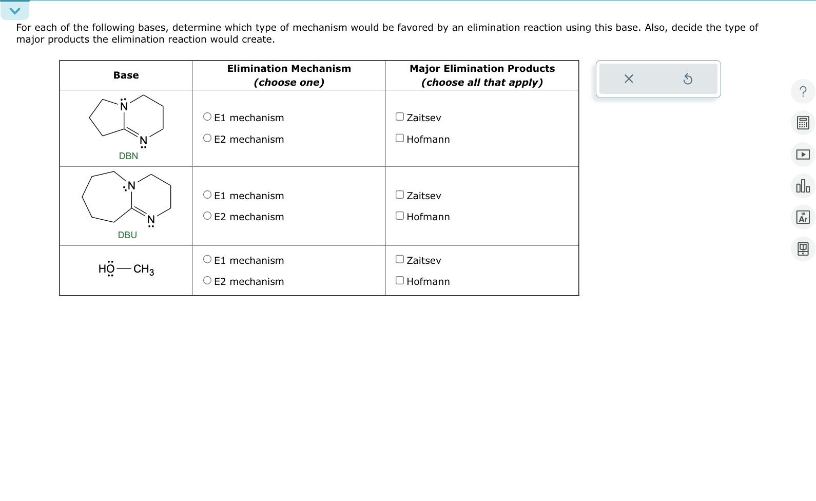 Solved For each of the following bases, determine which type | Chegg.com