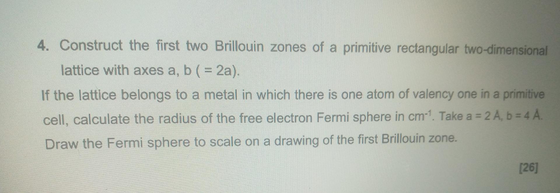 Solved 4. Construct the first two Brillouin zones of a | Chegg.com