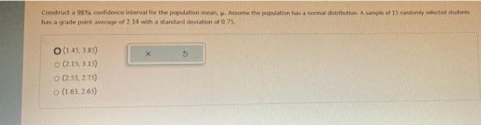Solved Construct a 98% confidence interval for the | Chegg.com
