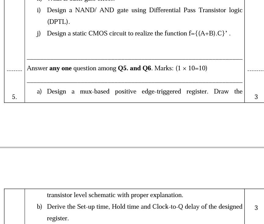 Answer The Following Four Questions Related To Vlsi | Chegg.com