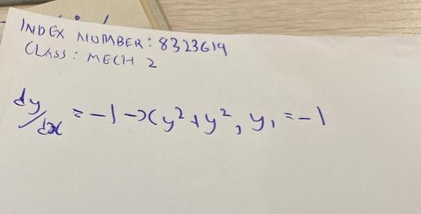 INDEX NUMBER: 8323619 CLASS: MECH 2 dyx -(?, =-|-(y2 + y2, y, 2-1 tal