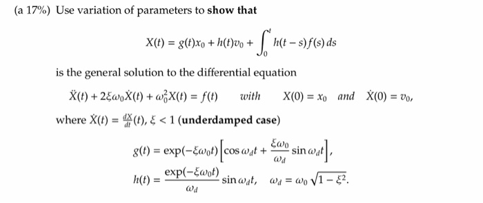 Solved A 17 Use Variation Of Parameters To Show That X Chegg Com