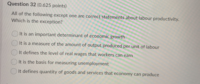 Solved Question 29 0 625 Points All Of The Following Chegg