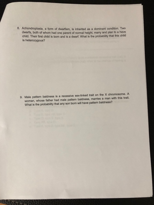 Solved 8 Achondroplasia A Form Of Dwarfism Is Inherited
